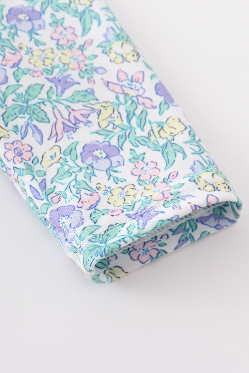 Abby & Evie Purple Floral Print Baby Gown