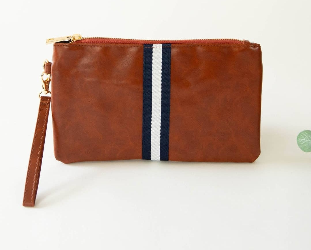 Preppy Stripe Zipper Clutch