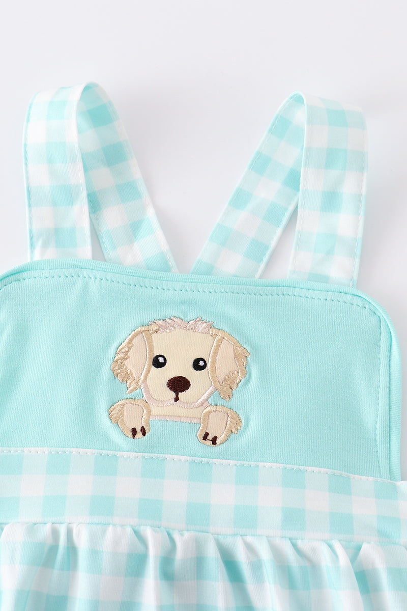 Abby & Evie Mint Dog Applique Bubble