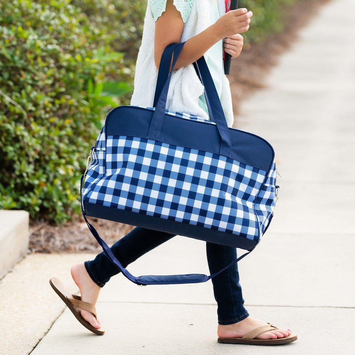 Viv & Lou Navy Check Travel Bag