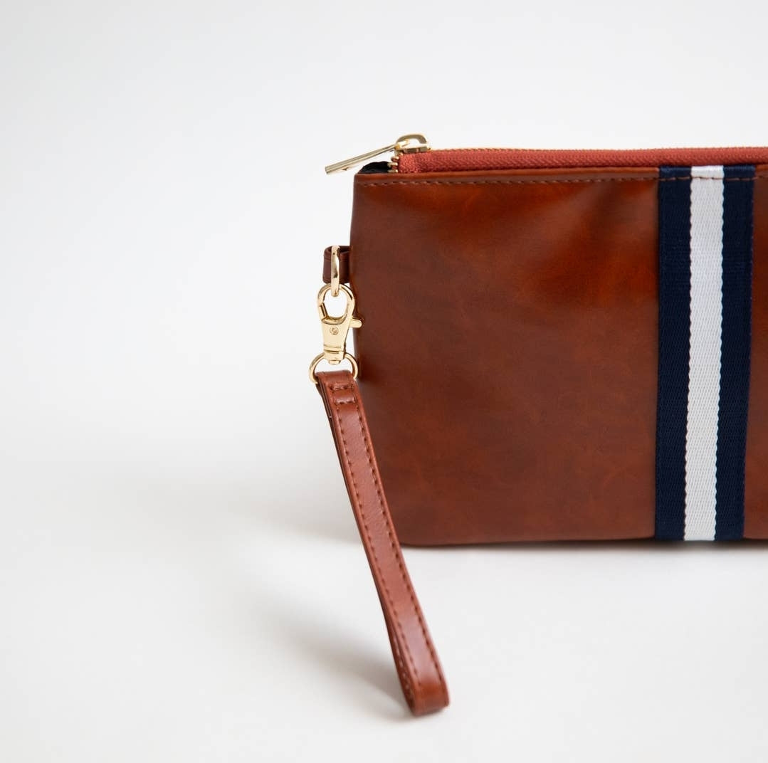 Preppy Stripe Zipper Clutch