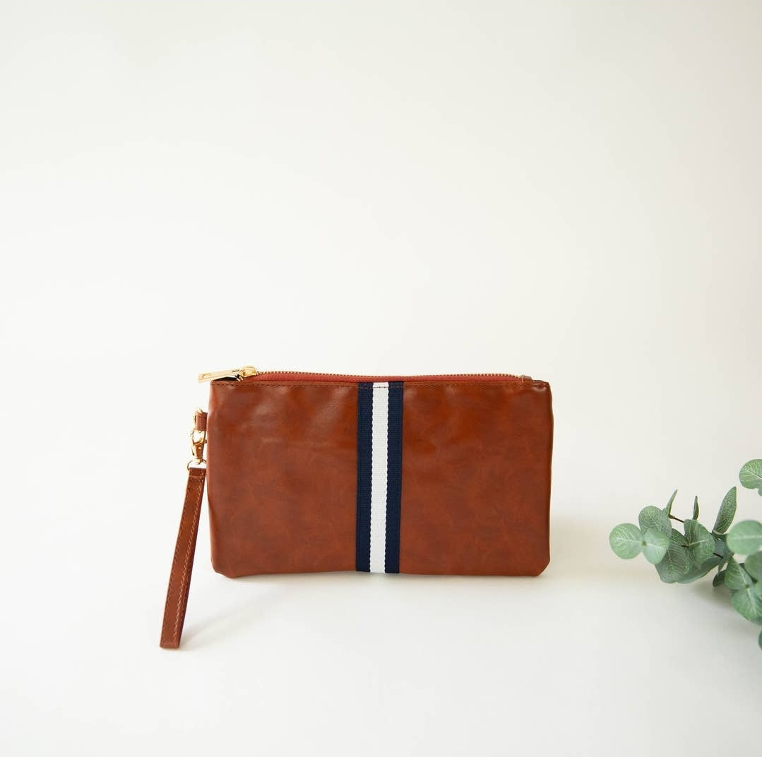 Preppy Stripe Zipper Clutch