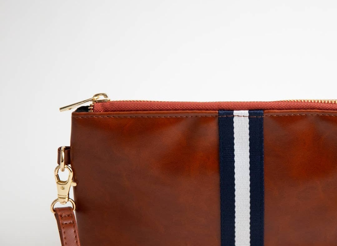 Preppy Stripe Zipper Clutch